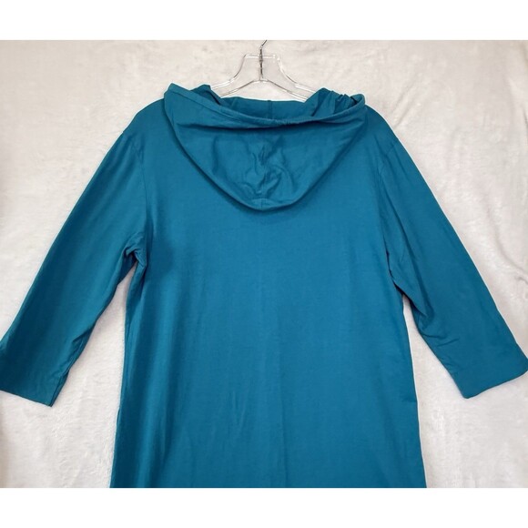 LL Bean Bright Blue Full Zip Hooded 3/4 Sleeve Beach Swim Cover Up Dress Small - Picture 12 of 14